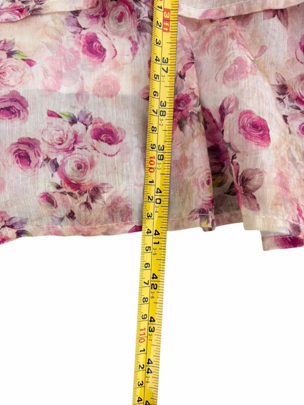 Romantic Cottagecore Cream Skirt with Pink Floral Print - Picture 10 of 13